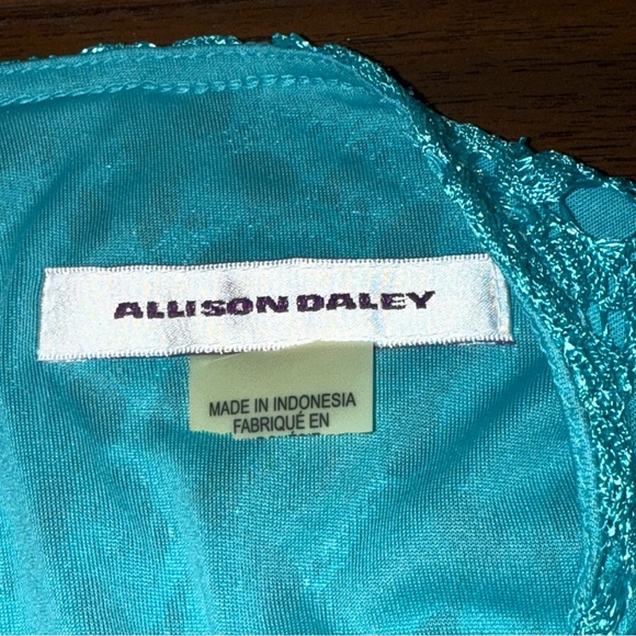 Allison Daley Turquoise Crochet Lace Sleeveless Tank Boho Summer - Picture 5 of 6
